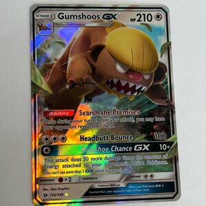 Pokemon Gumshoos GX Card - Yellow and Brown